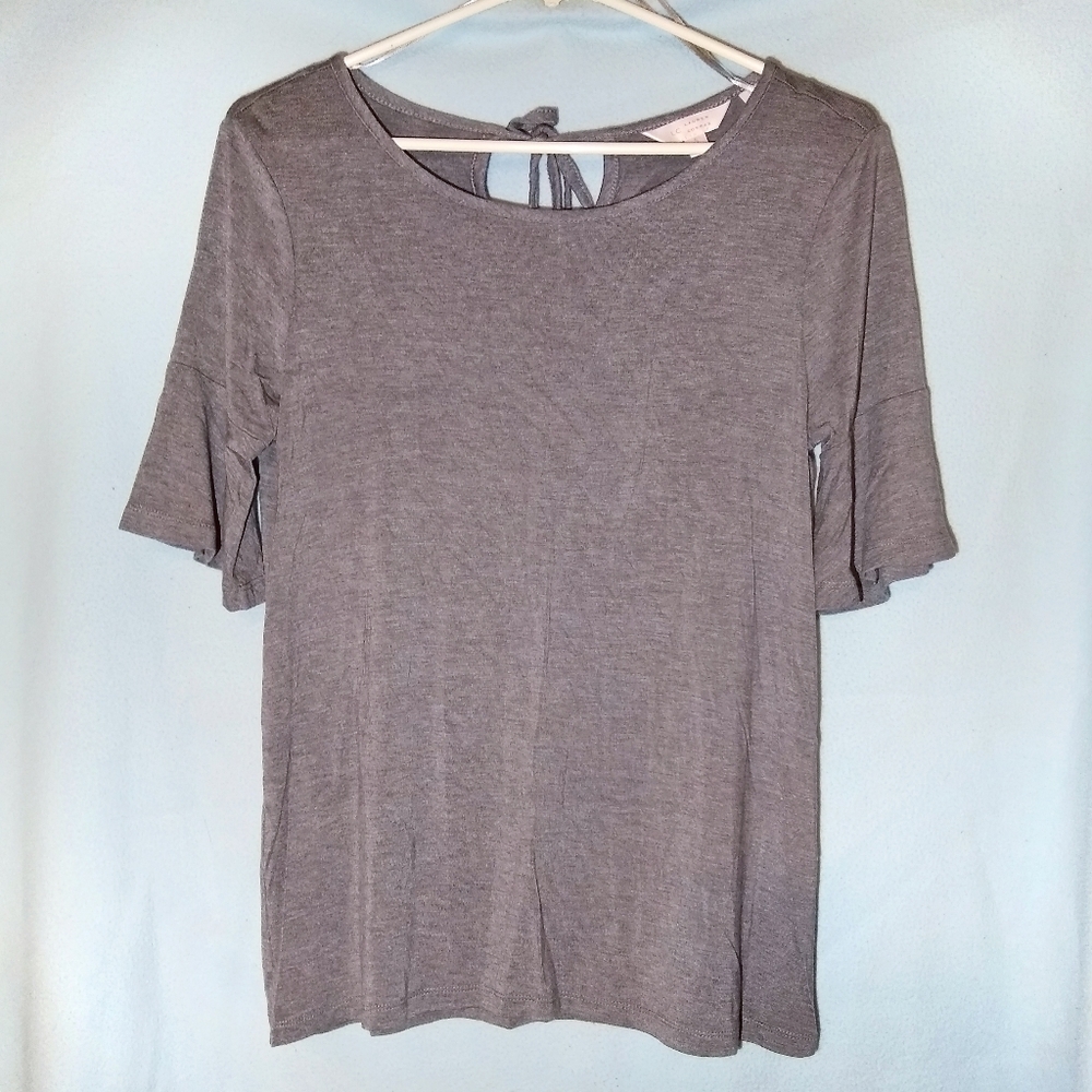 LC Lauren Conrad Gray Bell Sleeve Blouse